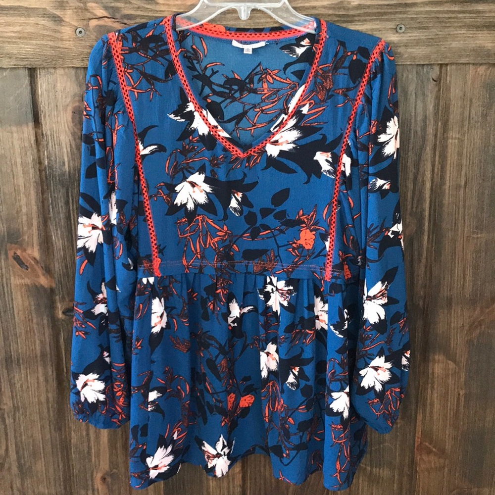 NWOT Jodifl blue floral blouse